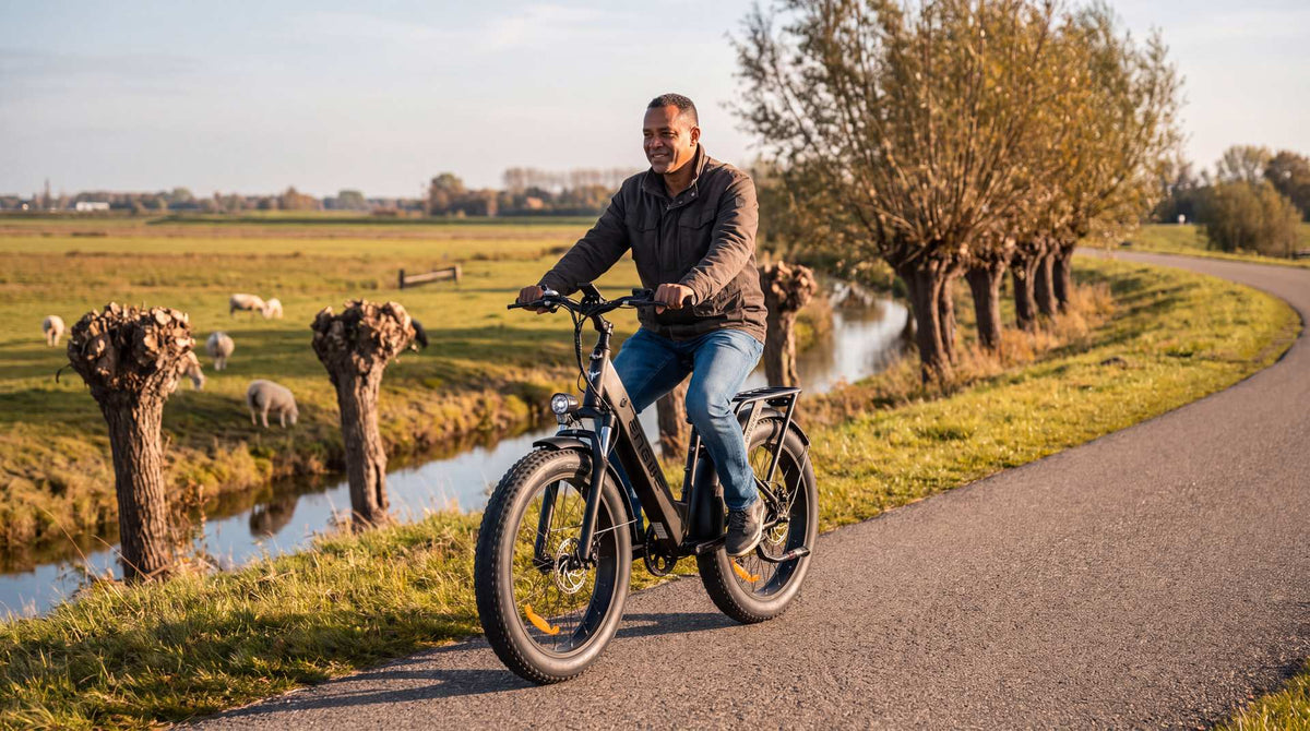 Engwe E26 in 2026: specs, prijs, actieradius – fatbike op dijk in de polder