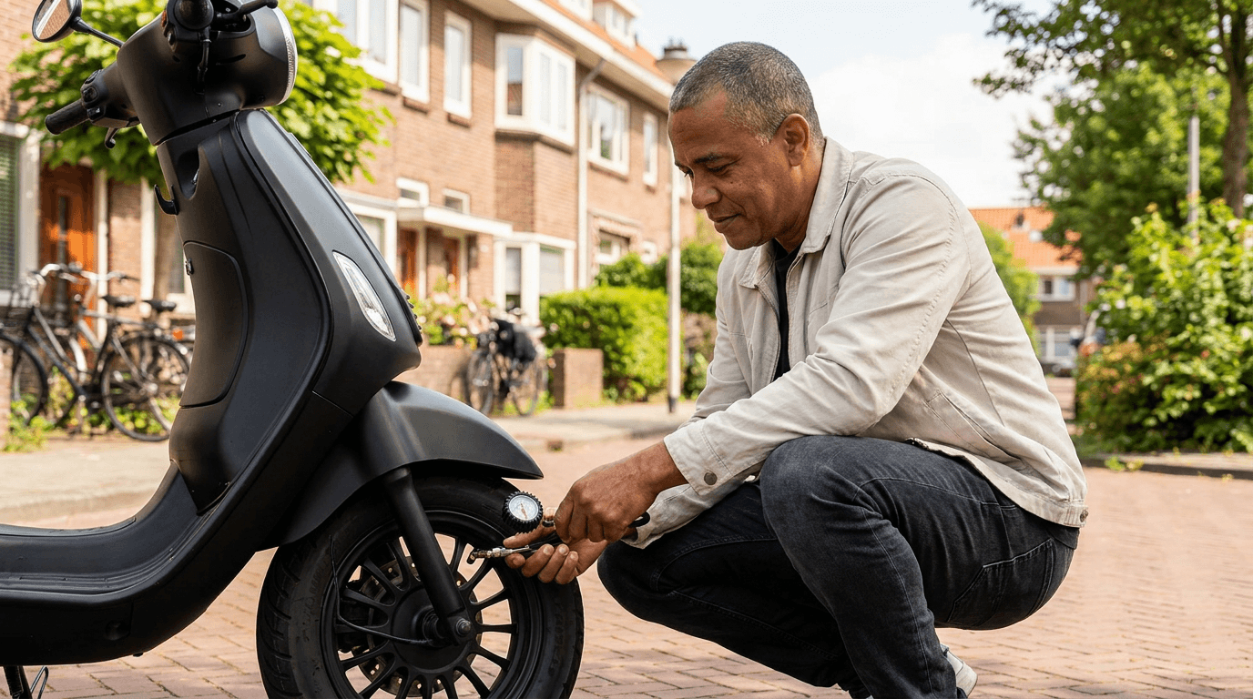 Bandenspanning scooter: hoeveel bar hoort erin? (complete gids 2026)