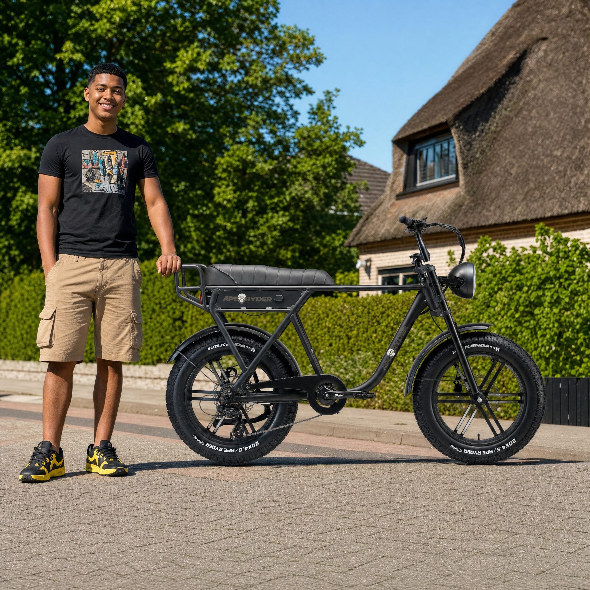 Ape Ryder A10 Pro Fatbike Zwart - 25KM/H - Voordeelscooters.nl