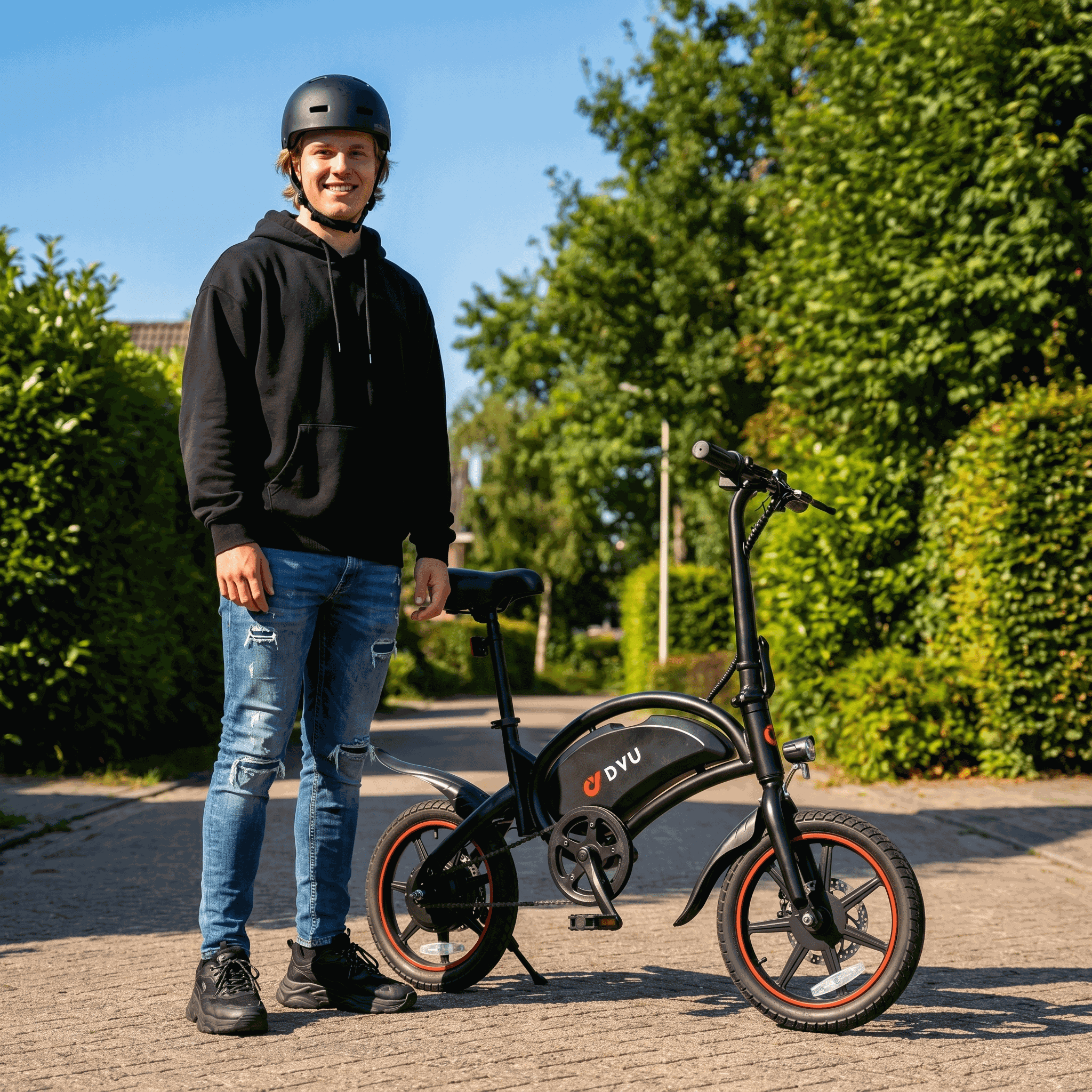 DYU D3F E-Bike Zwart - Voordeelscooters.nl