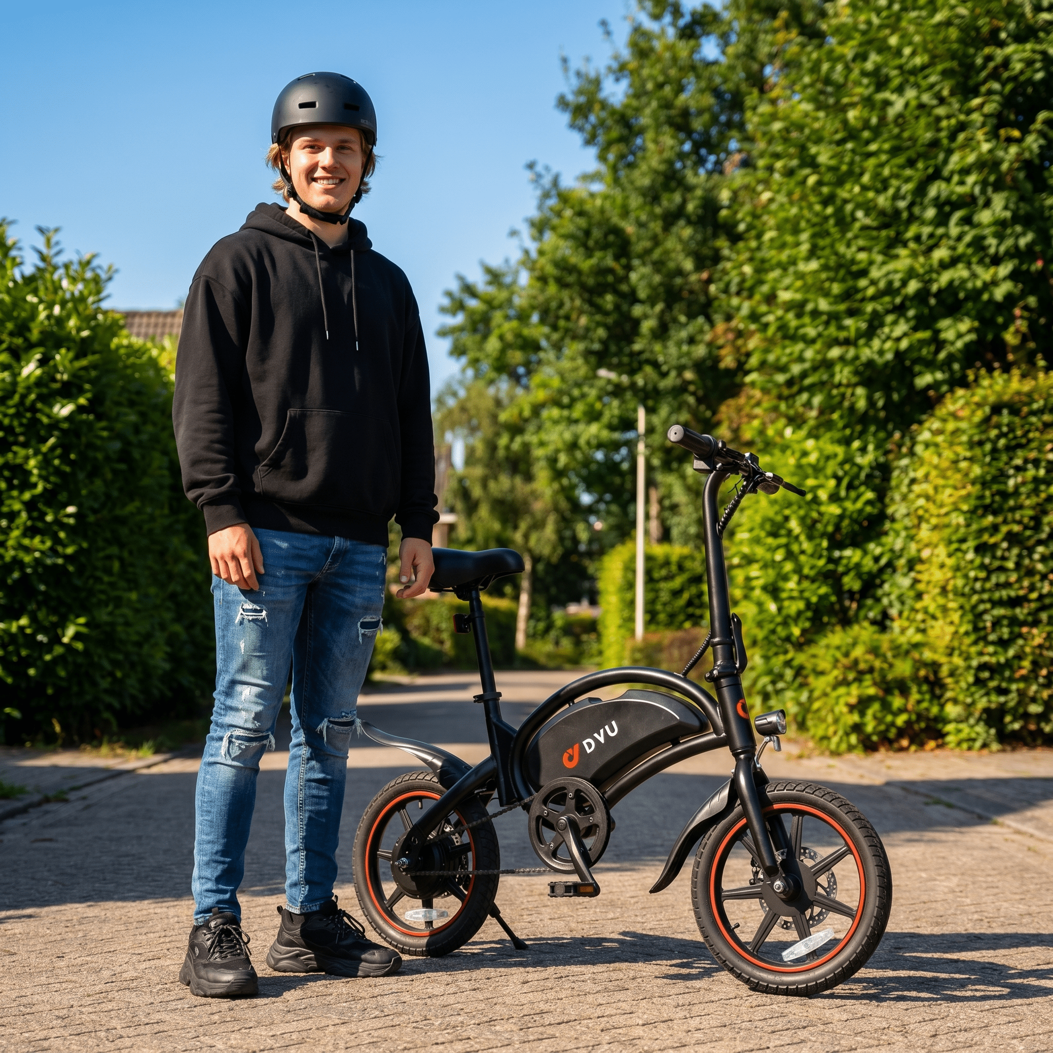 DYU D3F E-Bike Zwart - Voordeelscooters.nl