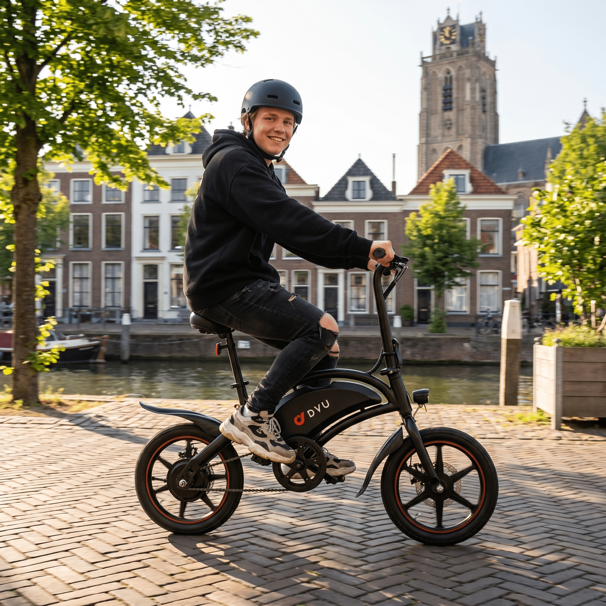 DYU D3F E-Bike Zwart - Voordeelscooters.nl