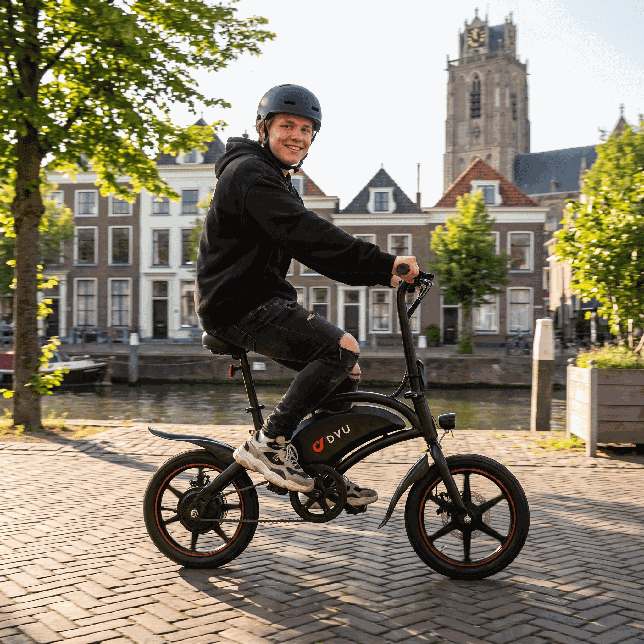 DYU D3F E-Bike Zwart - Voordeelscooters.nl