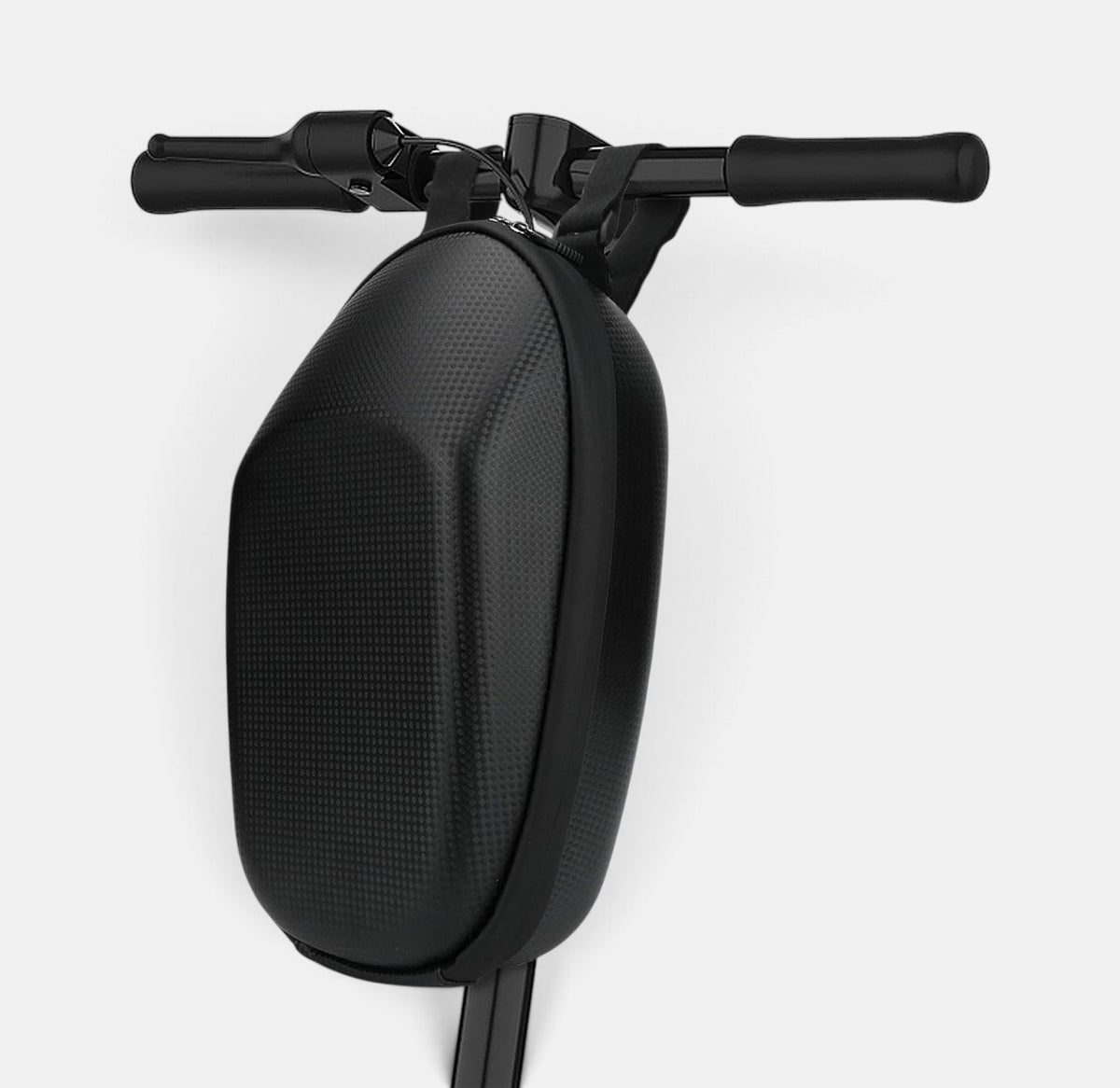 Stuurtas E-step Hardshell Zwart gemonteerd aan het stuur van een e-step