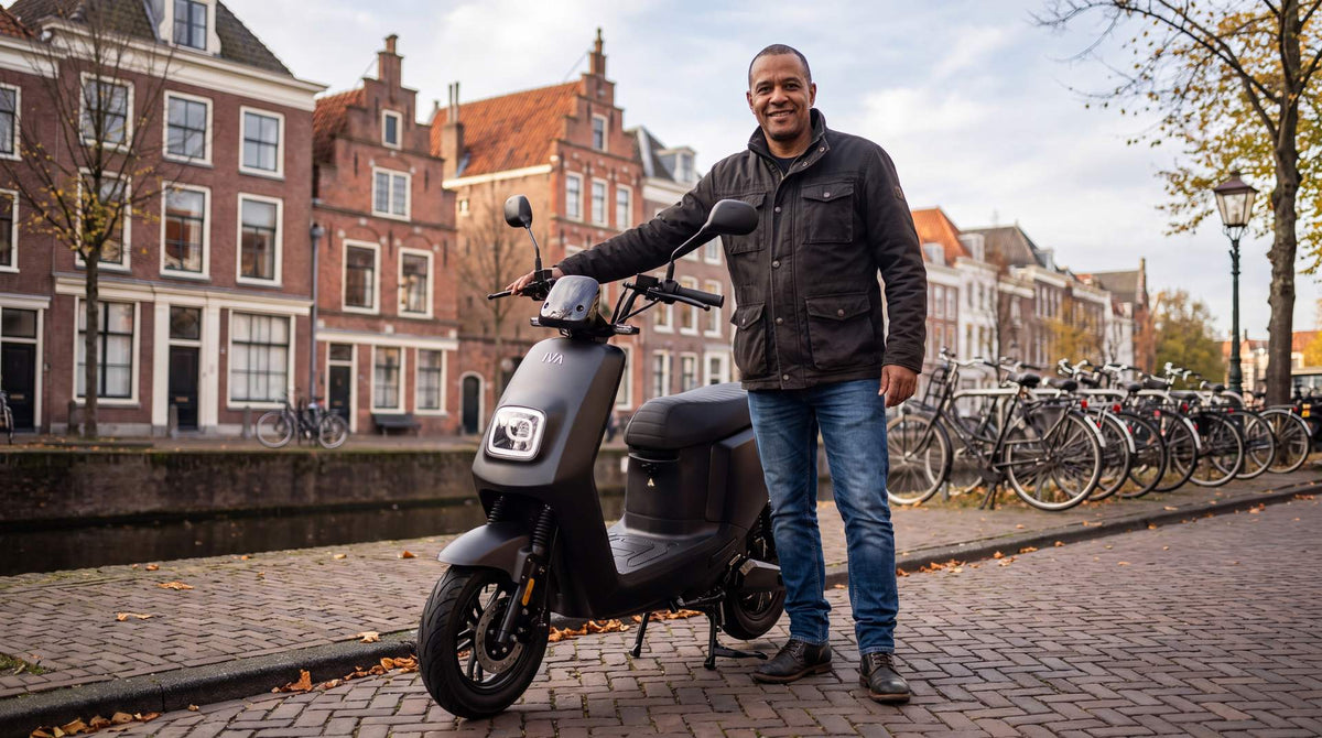 Elektrische scooter in een stad met milieuzone, scooter milieuzone